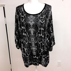 Carolyn Taylor Black&Silver Blouse Size 1X